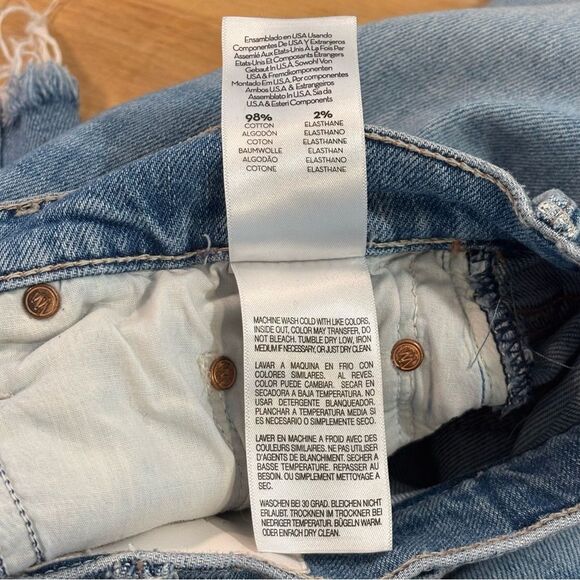 Mother The Trickster Fray Hem Biker Denim Shorts in Slay It With Flowers 26 - Picture 9 of 11